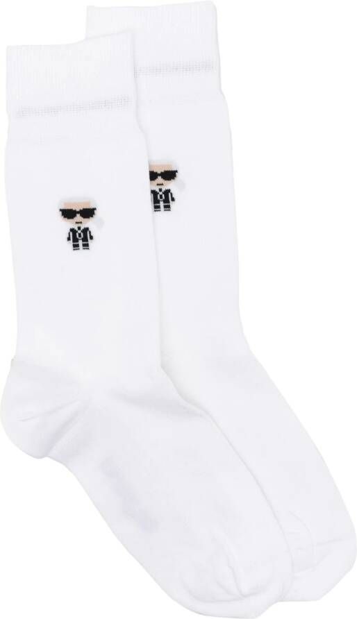 Karl Lagerfeld Intarsia sokken Wit