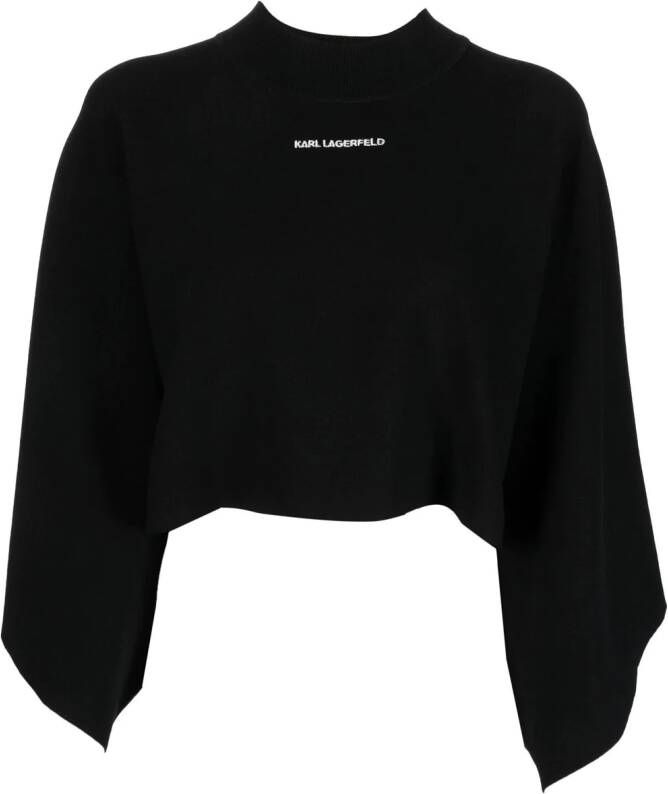 Karl Lagerfeld Intarsia trui met sjaal Zwart