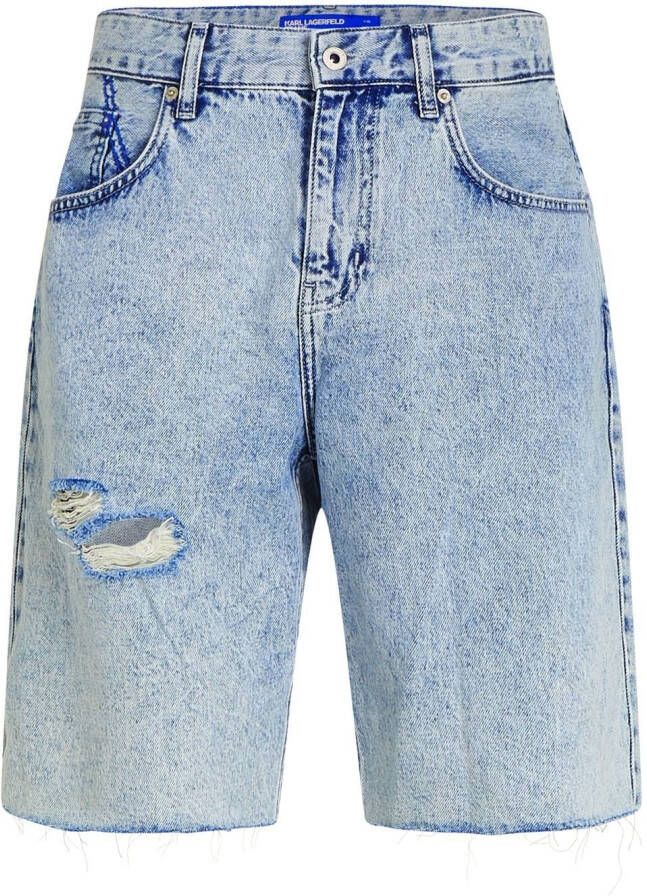 Karl Lagerfeld Jeans Gerafelde shorts Blauw