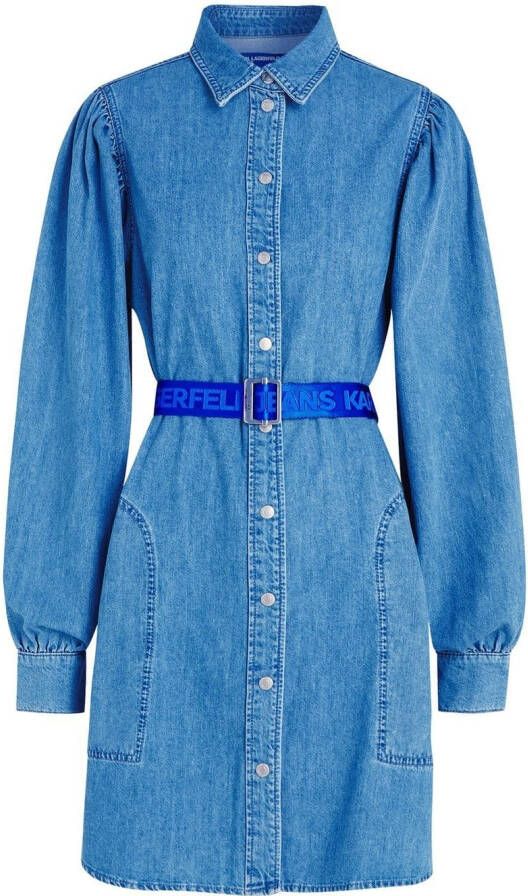 Karl Lagerfeld Jeans Jurk met ceintuur Blauw