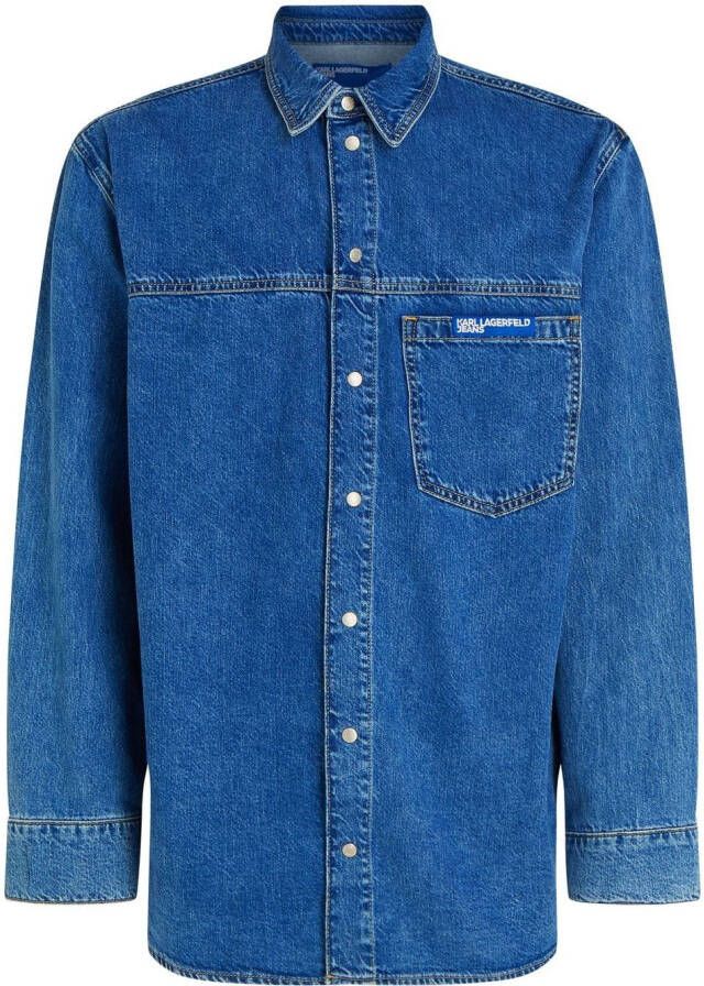 Karl Lagerfeld Jeans Overhemd met opgestikte zak Blauw