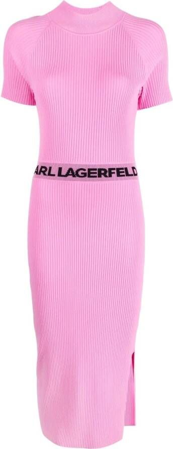 Karl Lagerfeld Jurk met logo tailleband Roze