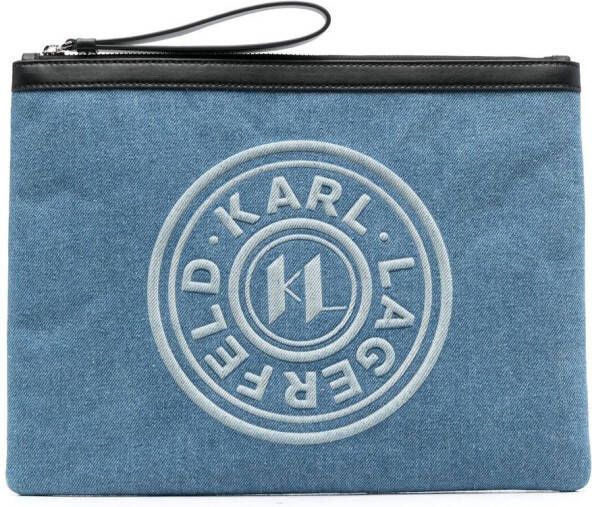 Karl Lagerfeld K Circle denim clutch Blauw