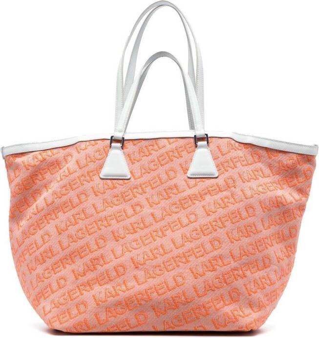 Karl Lagerfeld K Essential shopper met logo jacquard Oranje