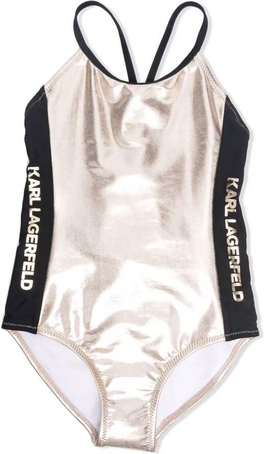 Karl Lagerfeld Kids Badpak met metallic afwerking Goud