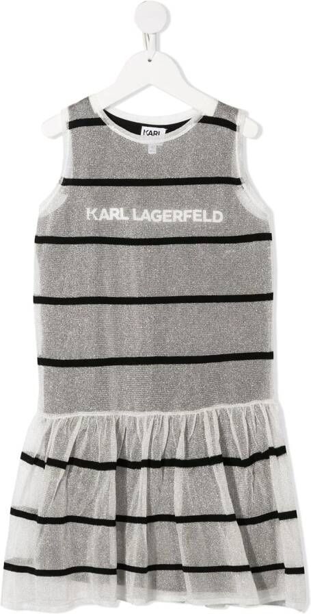 Karl Lagerfeld Kids Gestreepte jurk Wit
