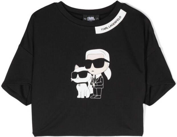 Karl Lagerfeld Kids T-shirt met Karl print Zwart