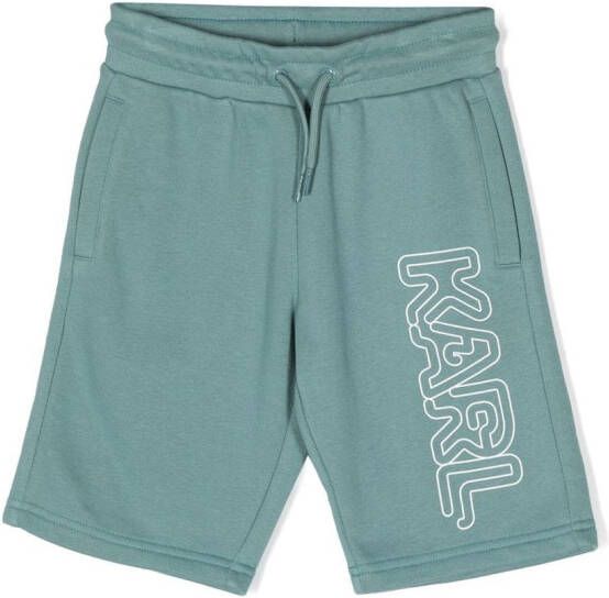 Karl Lagerfeld Kids Trainingsshorts met logoprint Groen