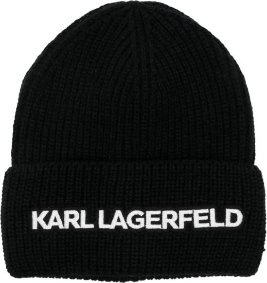 Karl Lagerfeld Kids Muts met geborduurd logo Zwart