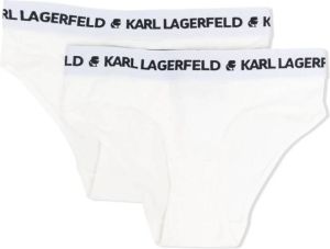 Karl Lagerfeld Kids Set van 2 slips met logoband Wit