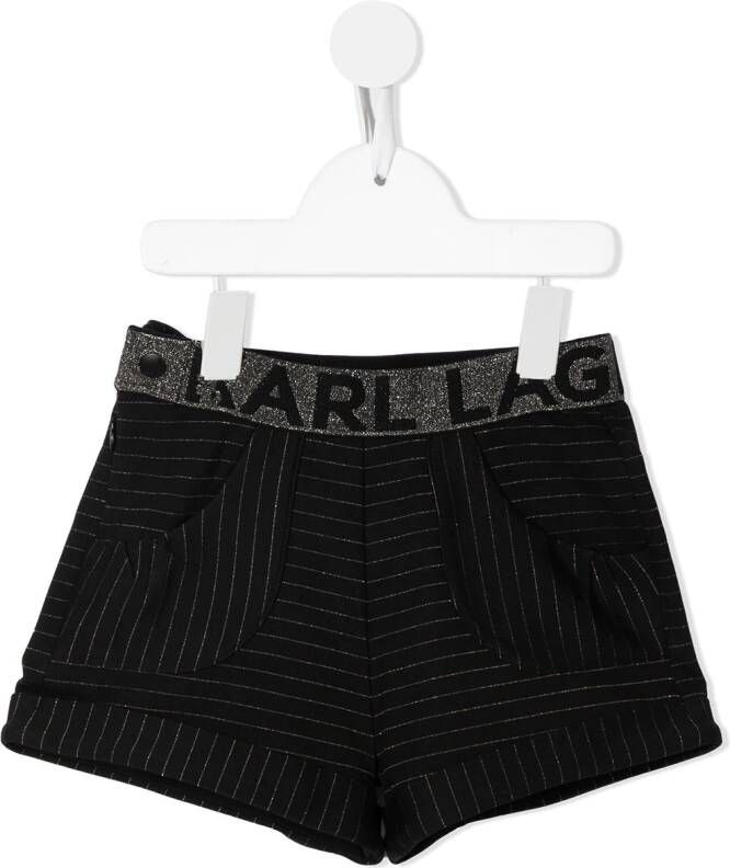 Karl Lagerfeld Kids Shorts met krijtstreep Zwart