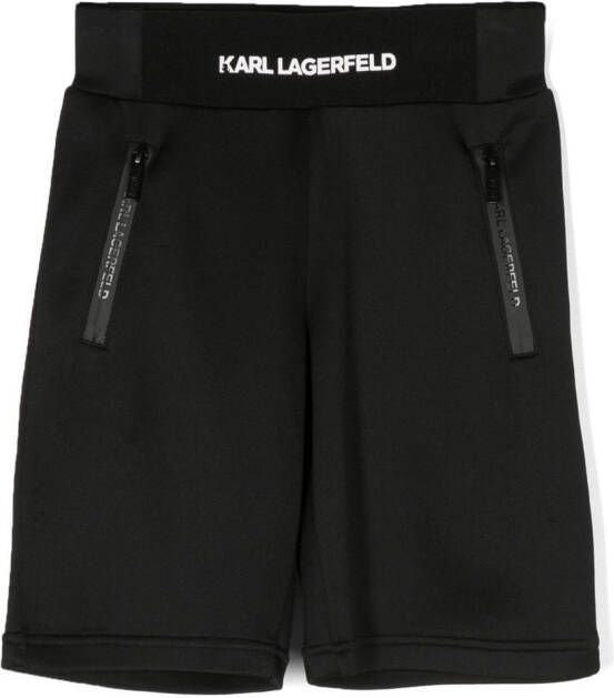 Karl Lagerfeld Kids Shorts met logoband Zwart