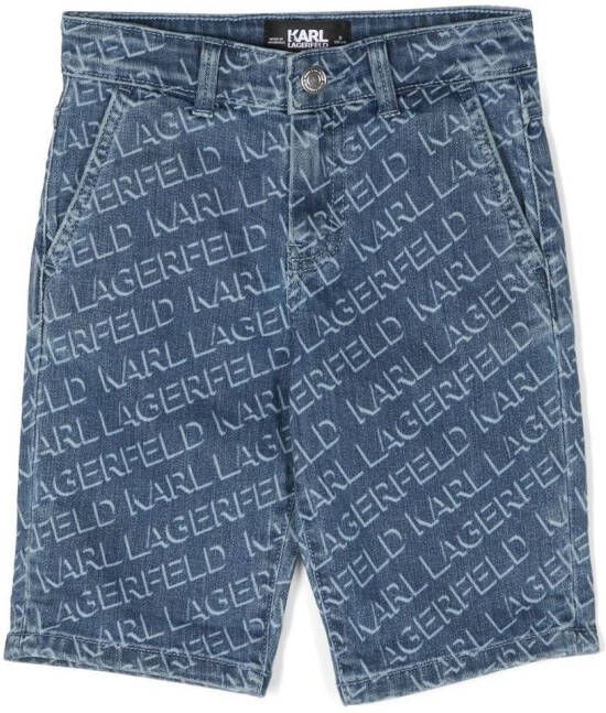 Karl Lagerfeld Kids Spijkershorts met logoprint Blauw