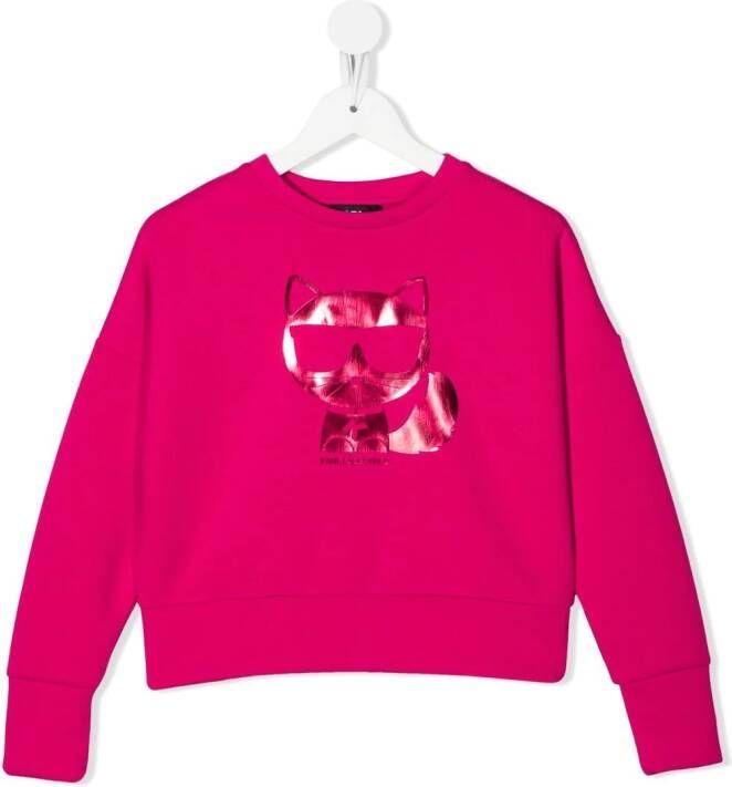 Karl Lagerfeld Kids Sweater met logoprint Roze
