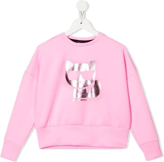 Karl Lagerfeld Kids Sweater met print Roze