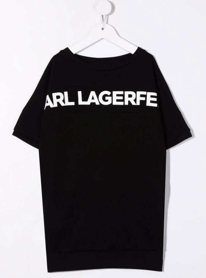 Karl Lagerfeld Kids Sweaterjurk met logoprint Zwart