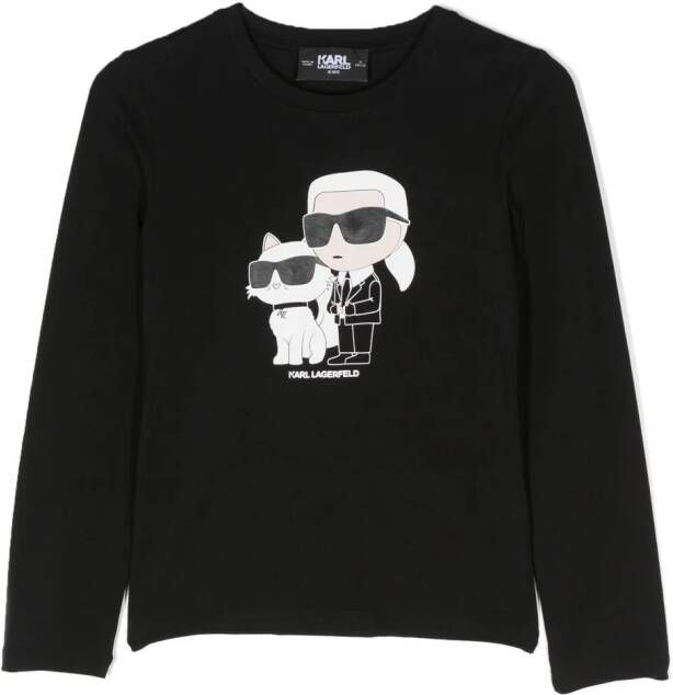 Karl Lagerfeld Kids T-shirt met Majolica-print Zwart