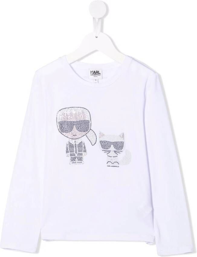 Karl Lagerfeld Kids T-shirt met studs Wit