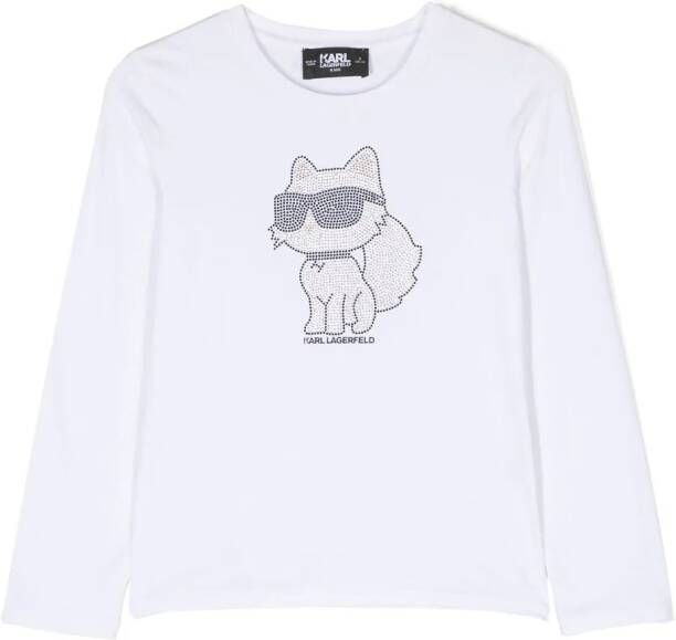 Karl Lagerfeld Kids T-shirt verfraaid met stras Wit