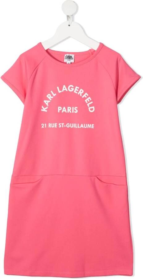 Karl Lagerfeld Kids T-shirtjurk met logoprint Roze
