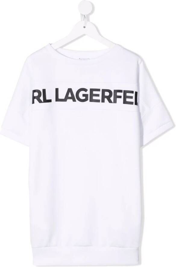 Karl Lagerfeld Kids T-shirtjurk met logoprint Wit