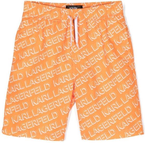 Karl Lagerfeld Kids Zwembroek met logoprint Oranje