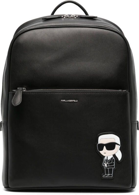 Karl Lagerfeld K Ikonik 2.0 leather backpack Zwart