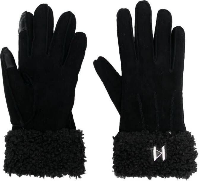 Karl Lagerfeld K Saddle leren handschoenen Zwart