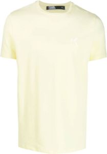 Karl Lagerfeld logo-embroidered cotton T-shirt Geel