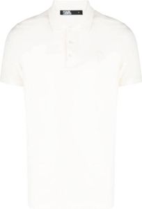 Karl Lagerfeld logo-engraved polo shirt Beige