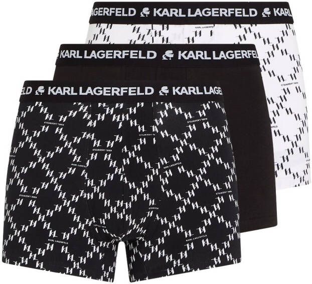 Karl Lagerfeld Drie boxershorts met logoband Zwart