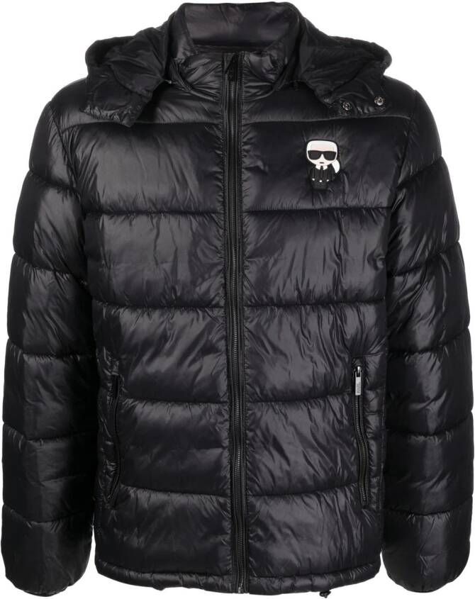 Karl Lagerfeld Donsjack met logopatch Zwart