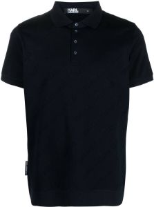 Karl Lagerfeld logo-print cotton polo shirt Blauw
