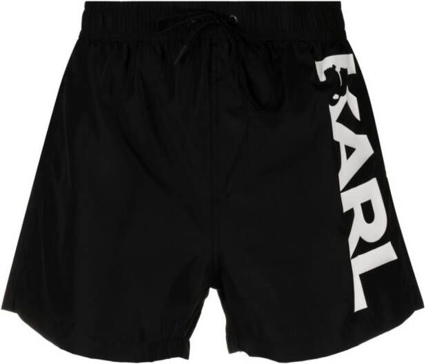Karl Lagerfeld logo-print swim shorts Zwart