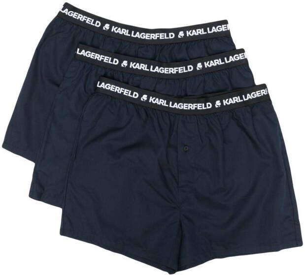 Karl Lagerfeld logo-waistband boxers set of 3 Blauw