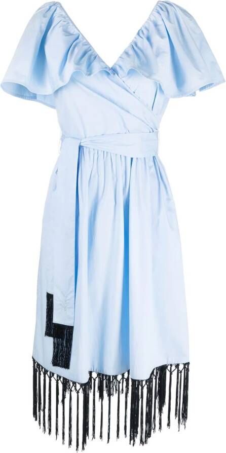 Karl Lagerfeld Midi-jurk met cape mouwen Blauw