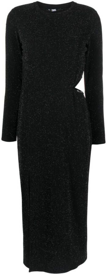 Karl Lagerfeld Midi-jurk met lange mouwen Zwart