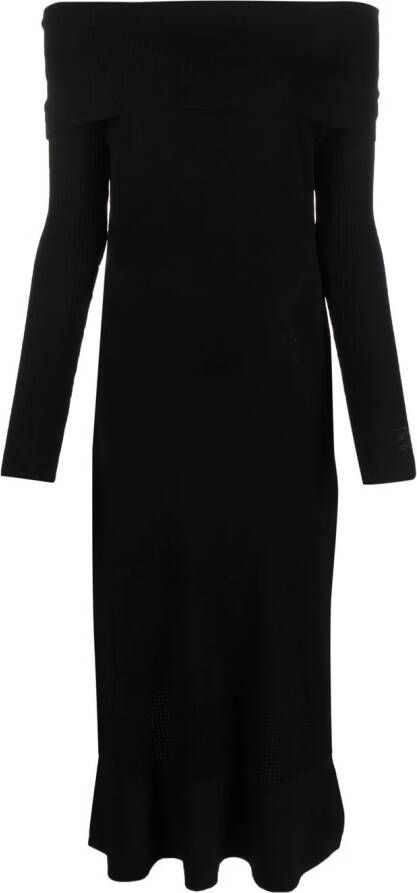 Karl Lagerfeld Midi-jurk met lange mouwen Zwart