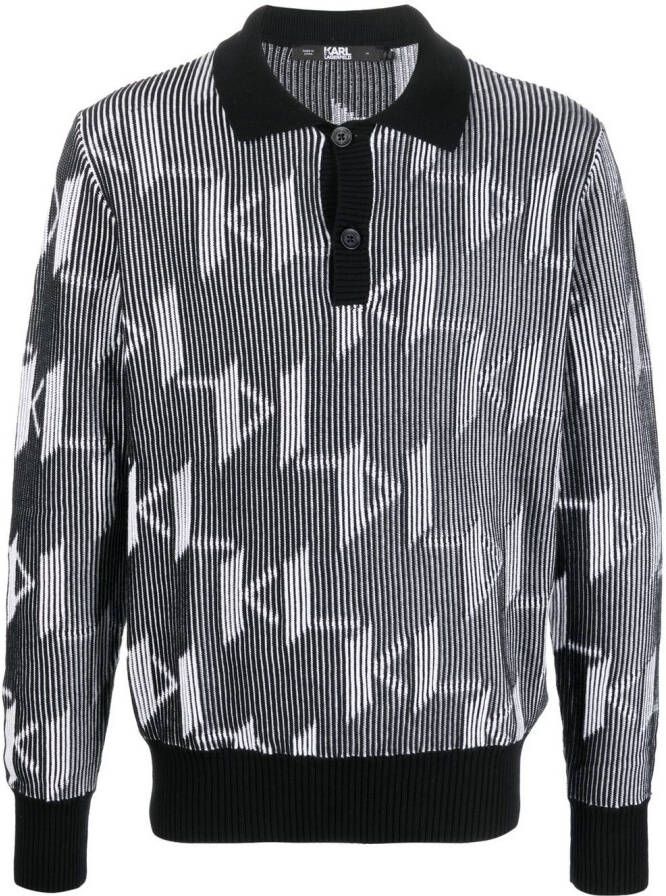 Karl Lagerfeld Poloshirt met monogramprint Zwart