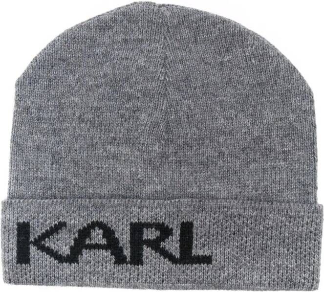 Karl Lagerfeld Muts met logoprint Grijs