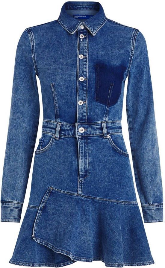Karl Lagerfeld Jeans Jurk met ruches Blauw