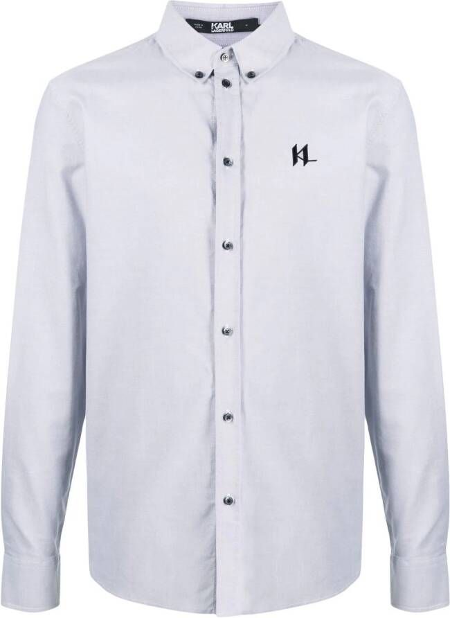 Karl Lagerfeld Overhemd met geborduurd logo Grijs