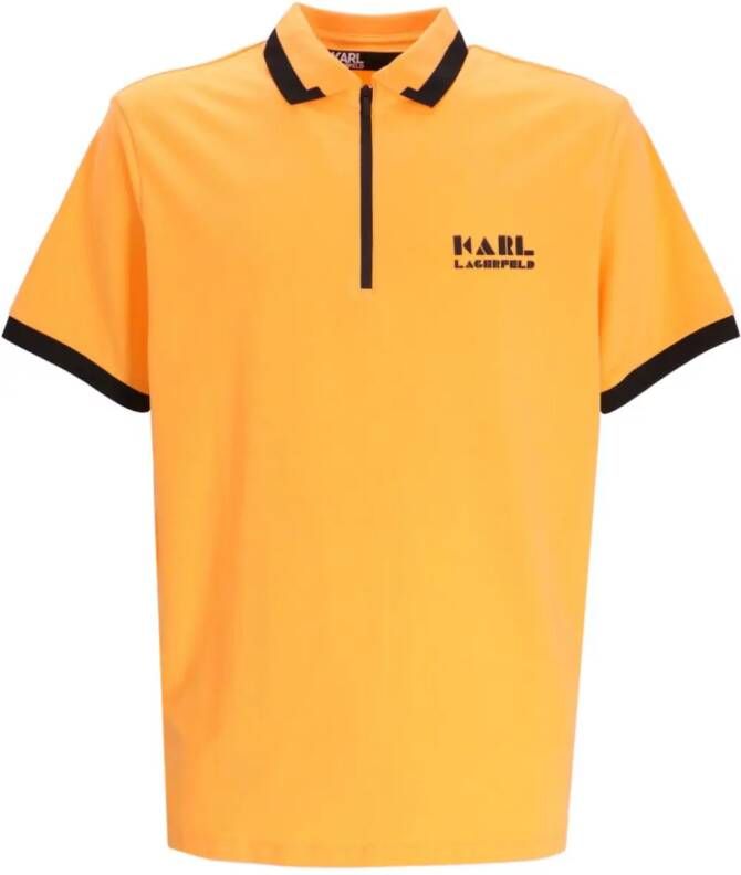 Karl Lagerfeld Poloshirt met logo-reliëf Oranje