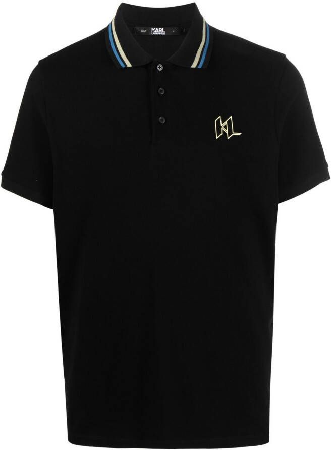 Karl Lagerfeld Poloshirt met monogram Zwart