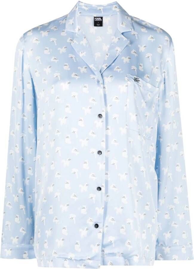 Karl Lagerfeld Pyjama met kattenprint Blauw