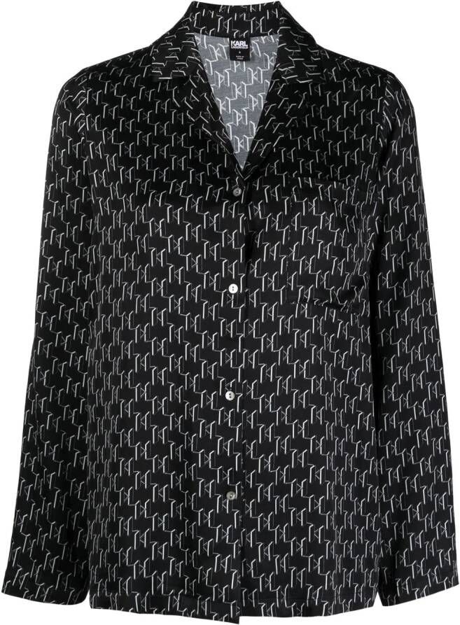 Karl Lagerfeld Pyjama met monogramprint Zwart