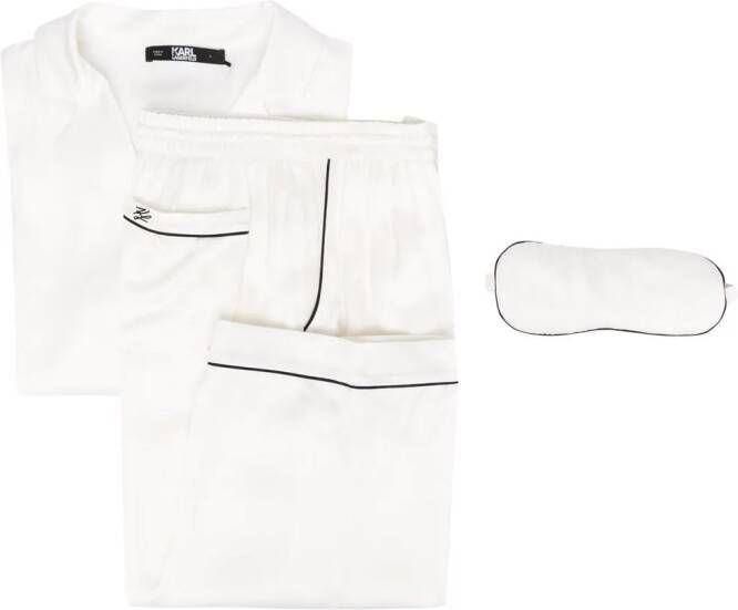 Karl Lagerfeld Pyjama met satijnen-effect Wit