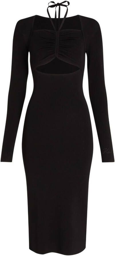 Karl Lagerfeld Ribgebreide midi-jurk Zwart