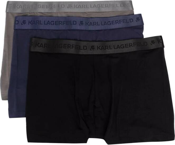 Karl Lagerfeld Drie paar boxershorts met logoband Blauw