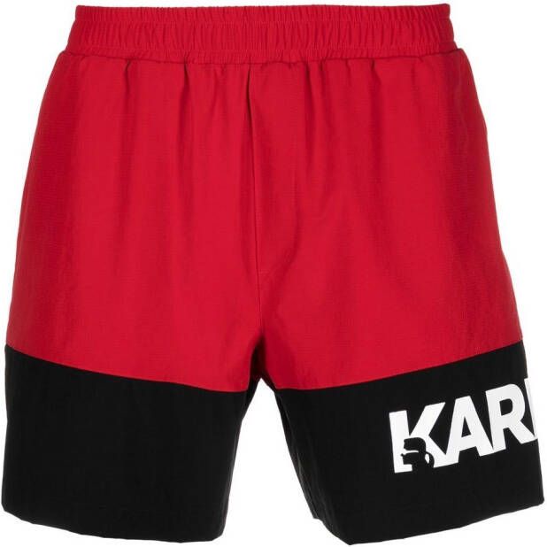 Karl Lagerfeld Shorts met colourblocking Rood